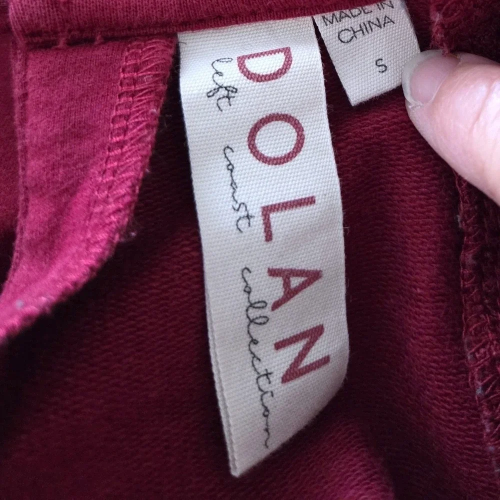 Dolan‎ Left Coast Anthropologie Lace Sleeve Top Burgundy Red Knit Blouse Sz S